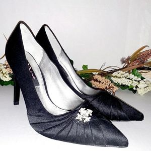 Nina Black Heels with Silver Embellishment
